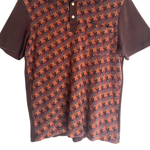 Men's Brown Original Penguin MCM Retro Patterned Polo Shirt - Medium - Picture 4 of 12